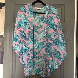 Pink Palm Leaves Kimono